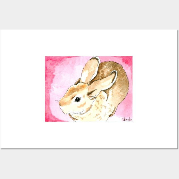 Daily Doodle 1 - Mini Rex Rabbit Watercolor Wall Art by ArtbyMinda